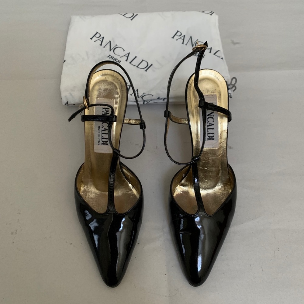 Pancaldi Black Glossy Heel size 5 with dust bag